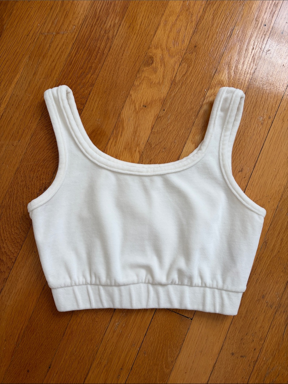 XXS Primark White Velour Crop Top Sleeveless Cropped Tank Top Cotton Blend
